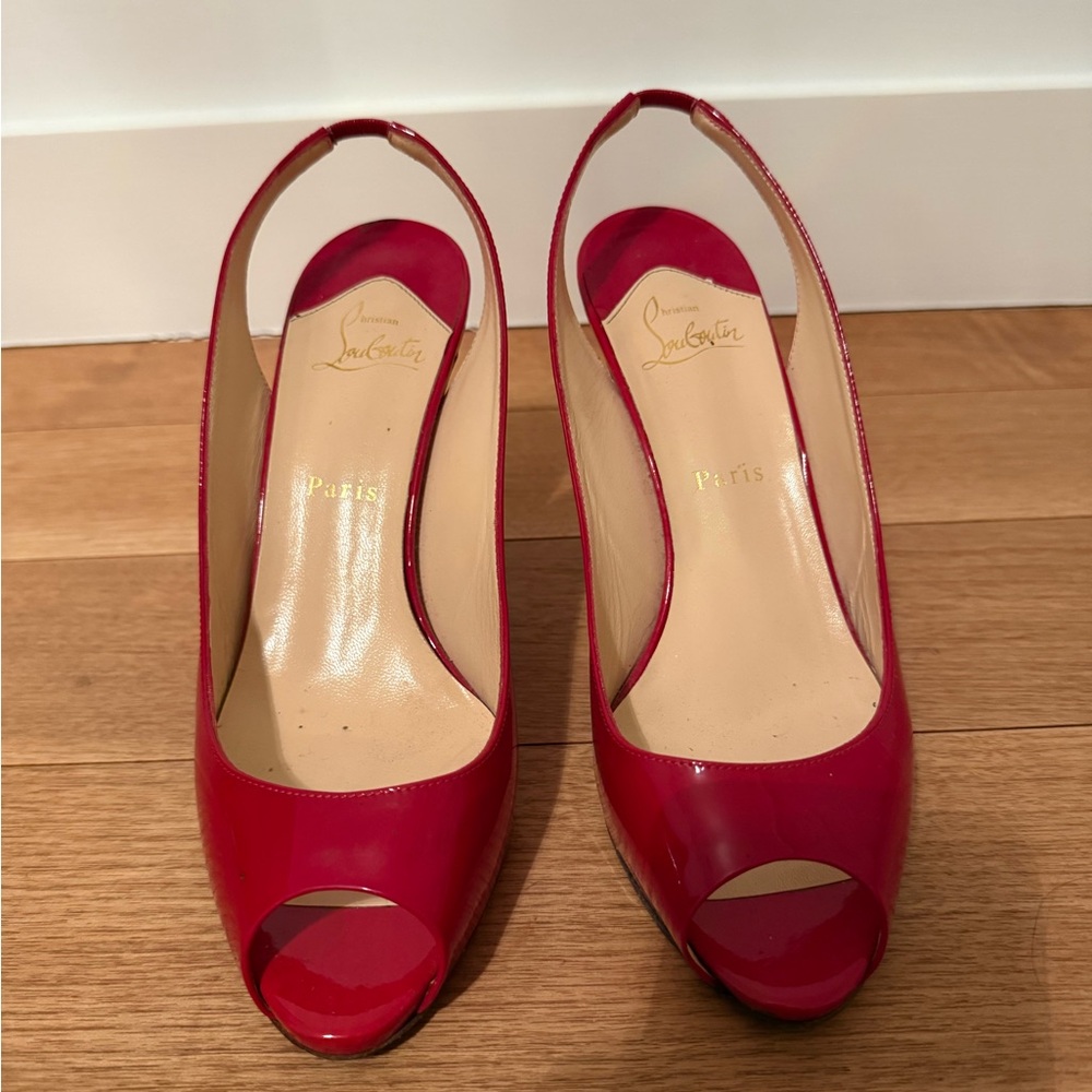 Christian Louboutin Fuchsia Peep-Toe Heels